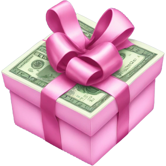 stack of money with shiny pink bow around it emoji