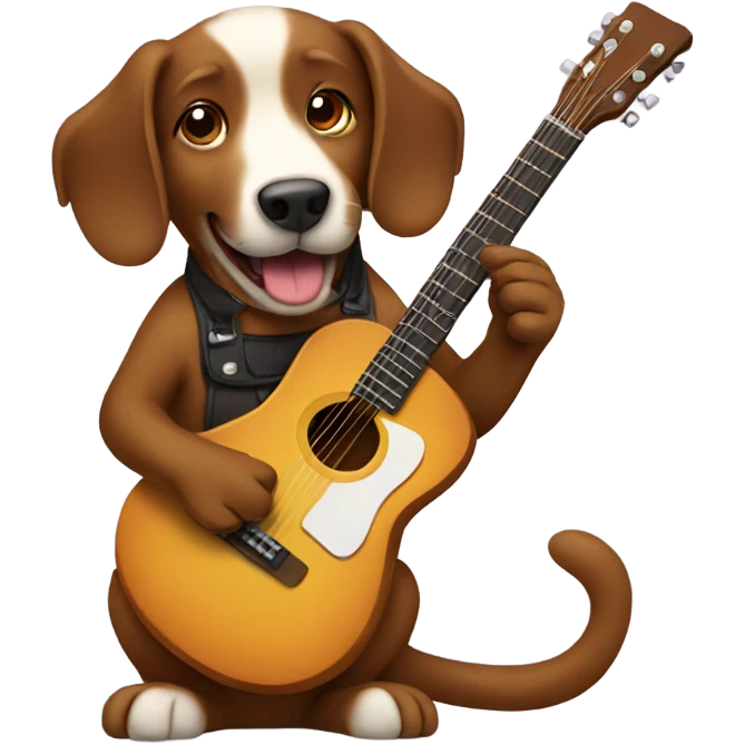 Brown dog playing guitar emoji
