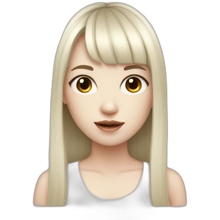 pale skinned girl with black hair and bangs emoji