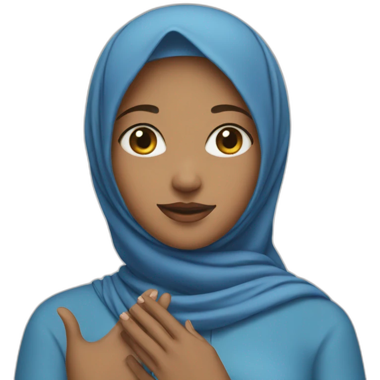 girl with blue hijab with palm up emoji