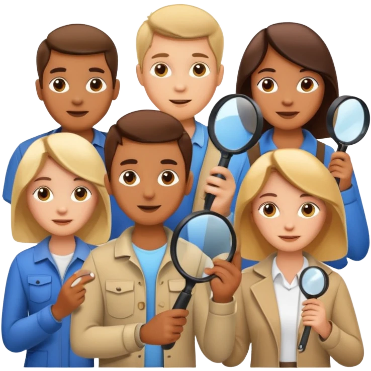 many \white people, searching, hobbies, interests, magnifying glass, users, explore, activities, find, discovery, passion, pursuit emoji