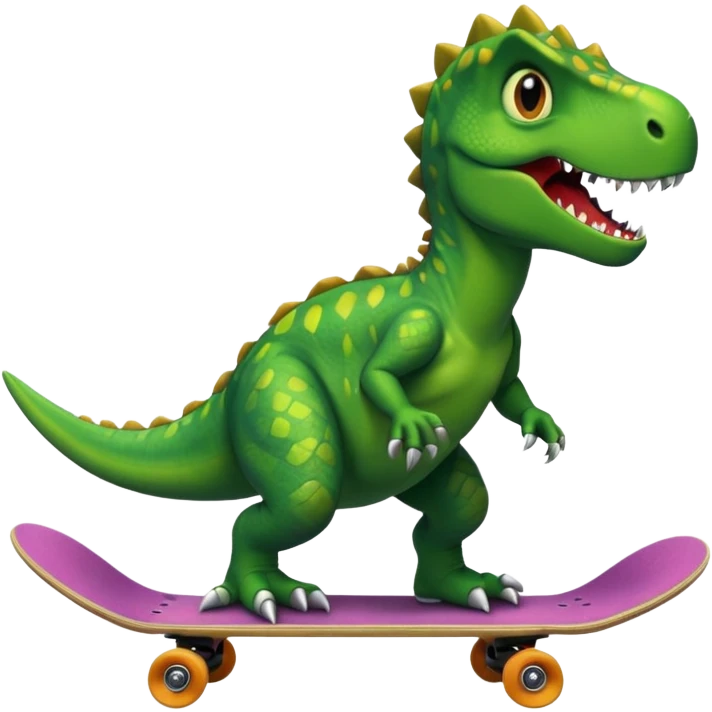 Dinosaur on a skateboard emoji