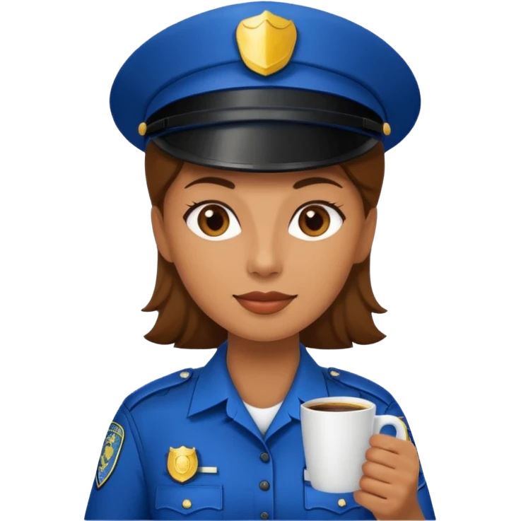 police woman holding coffe emoji