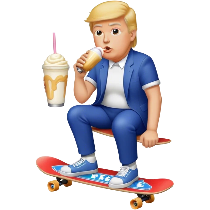 Trump on a skateboard drinking a milkshake  emoji
