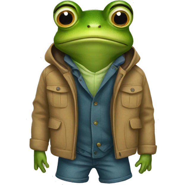 Frog with pants and coat emoji