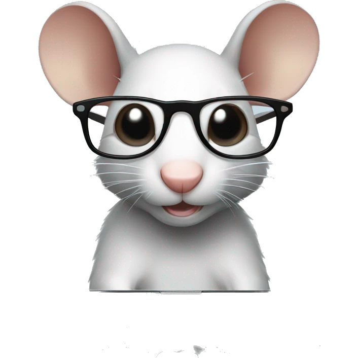 A black rat with glasses and a macbook emoji