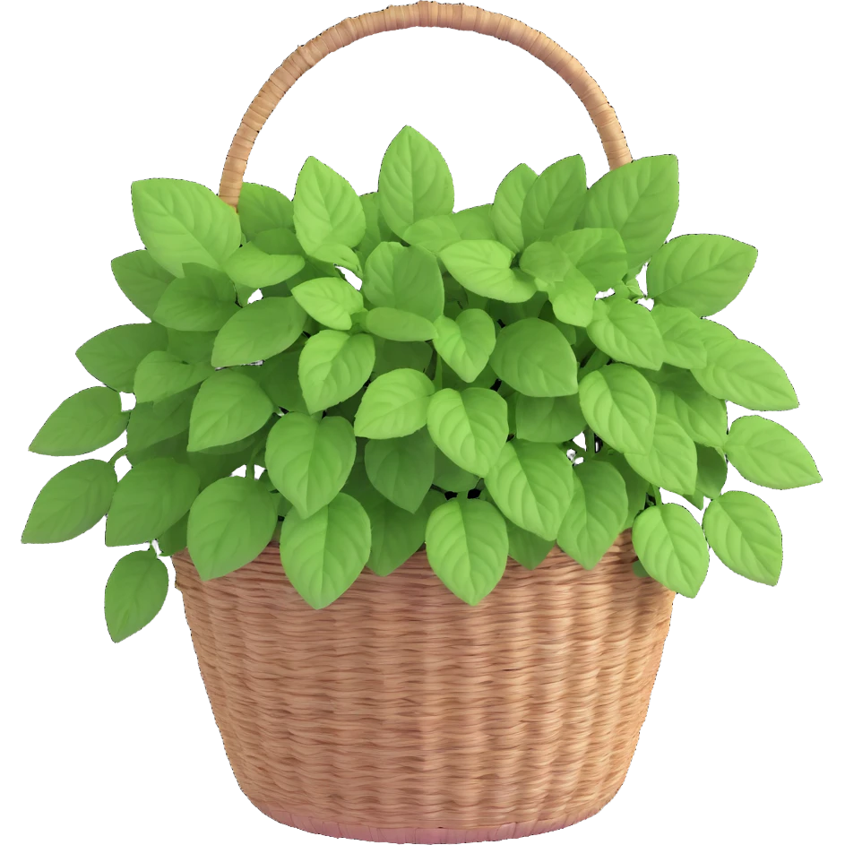 Plectranthus Verticillatus Swedish Ivy with trailing stems and round leaves in a coconut fiber basket emoji