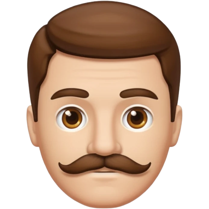 white man with parted brown hair and a thick mustache in the stock ios emoji style emoji