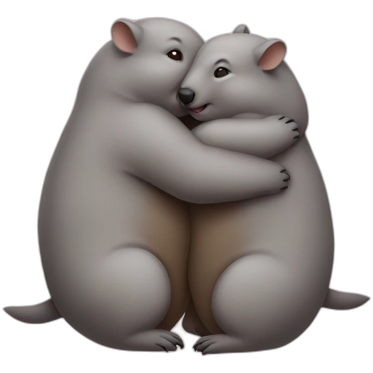 two wombats hugging emoji