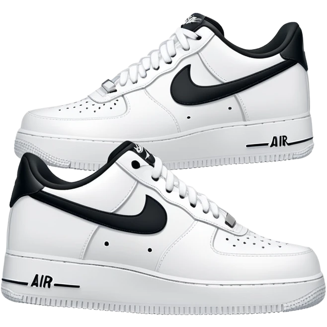 A pair of white Nike Air Force 1 sneakers side by side with Nike swoosh emoji