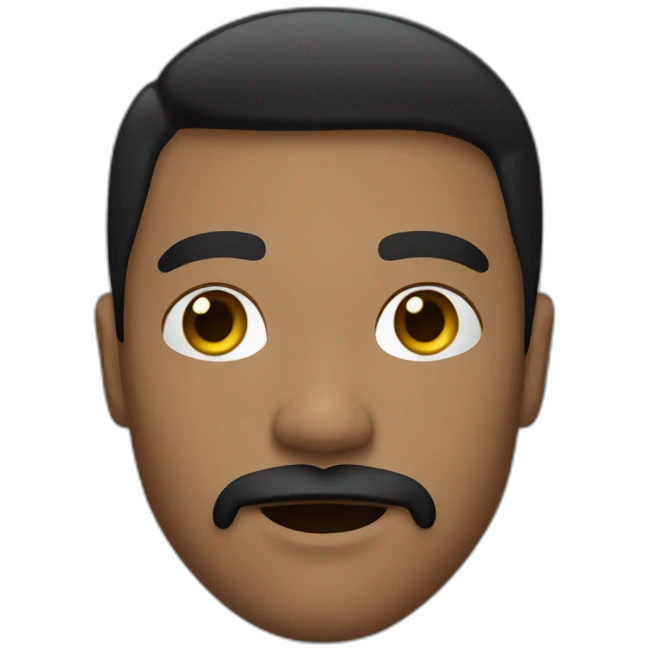 A young adult with dark skin, a moustache, a black goatee and partly black and partly blond hair. emoji
