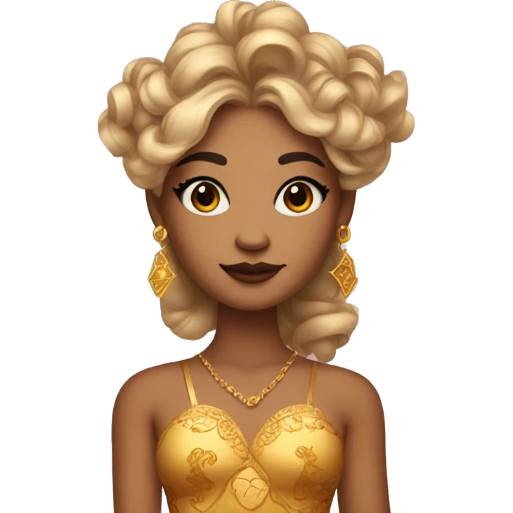 Create the zodiac sign leo as a girl with elaborate makeup and dress that matches the zodiac sign  emoji