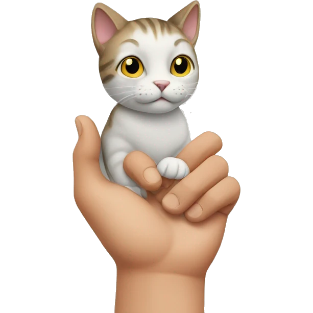 cat and man hand in hand emoji