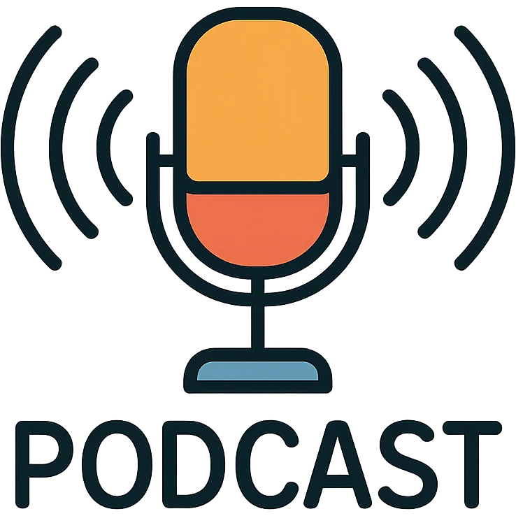 podcast icon with microphone and sound waves, modern style emoji