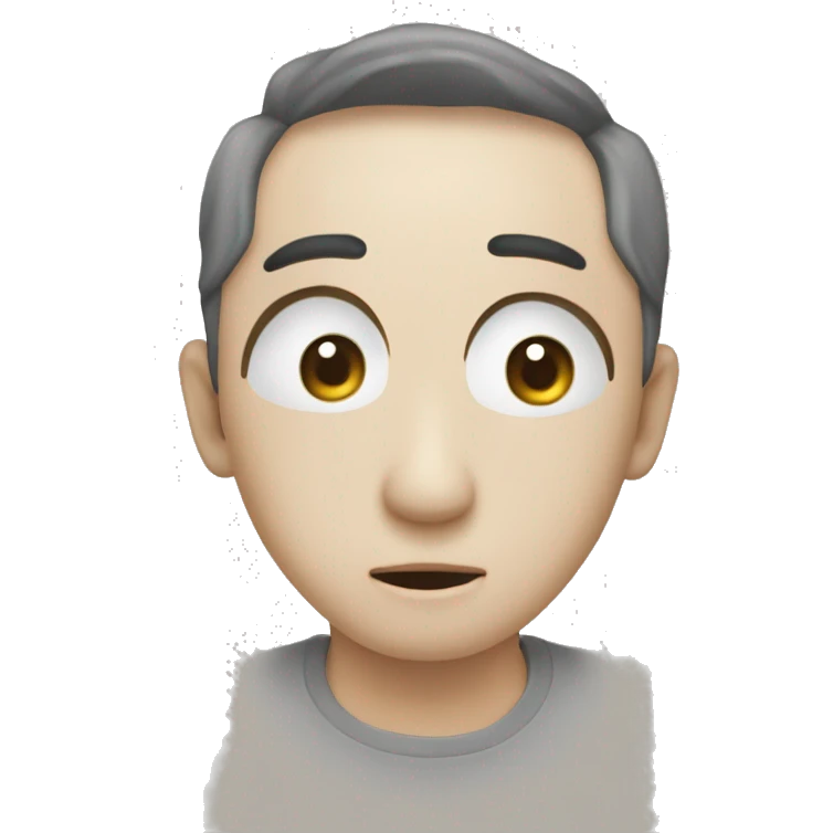 검정머리의 앞머리가 눈썹을 덮고 폭탄머리를 한 남성 emoji
