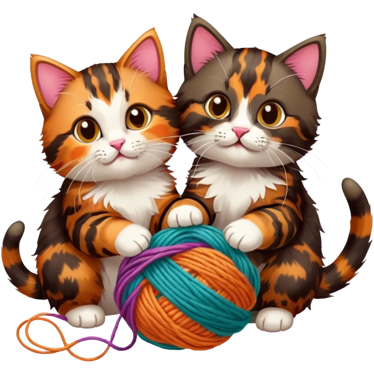 three kittens playing with ball of yarn emoji
