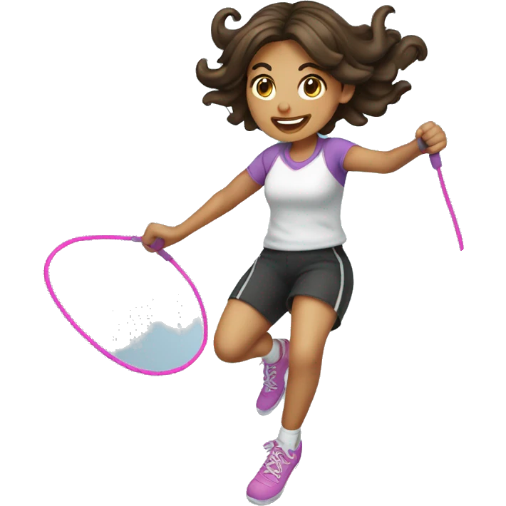 Brunette girl jumping rope emoji