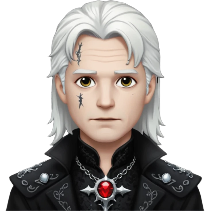 Van Helsing (Male) from Dracula with white hair, black sequin outfit emoji