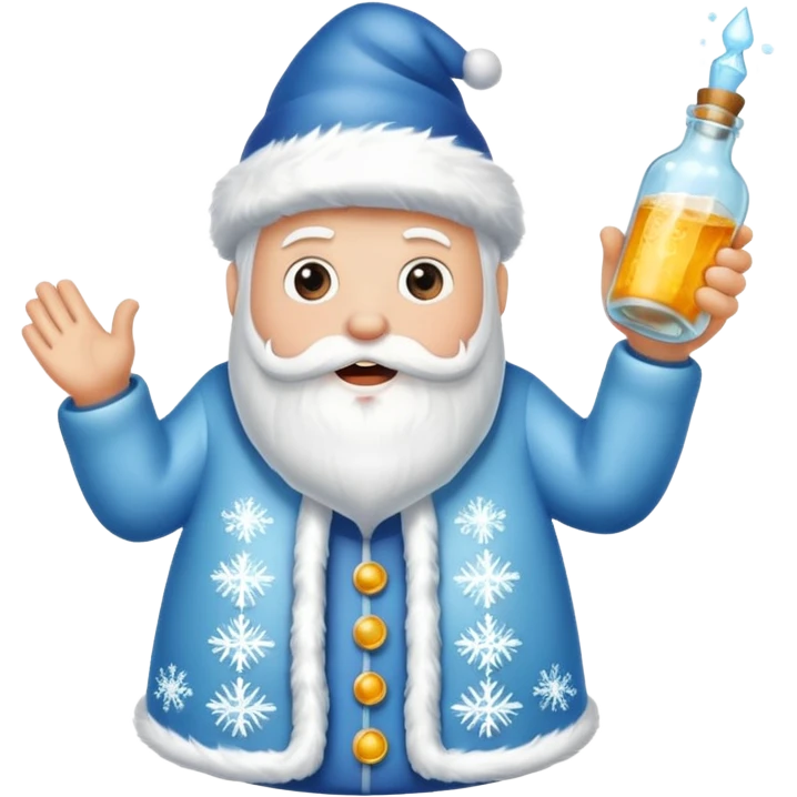 Father Frost Bottle with Popping emoji