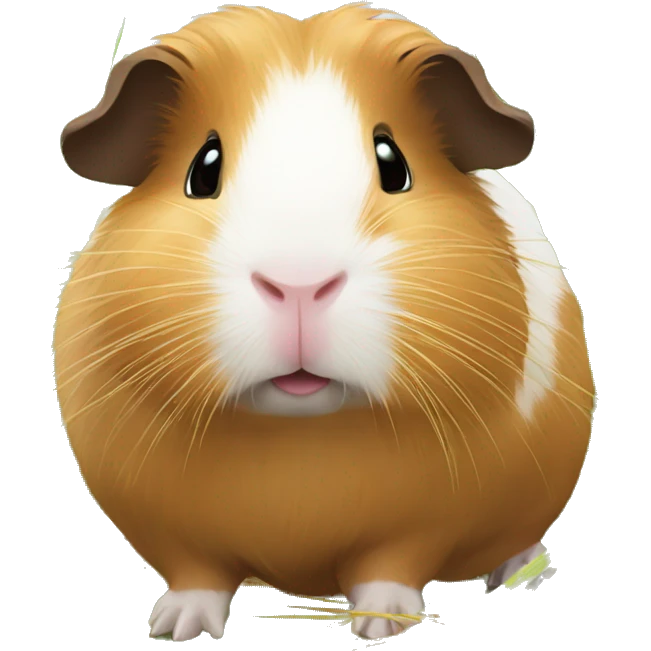Guineapig eating  a strand of long grass hay  emoji