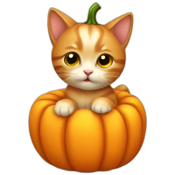 kitten in pumpkin emoji