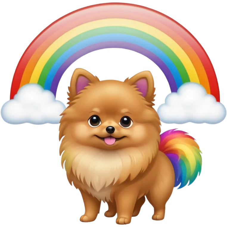  Tan Pomeranian under a rainbow emoji