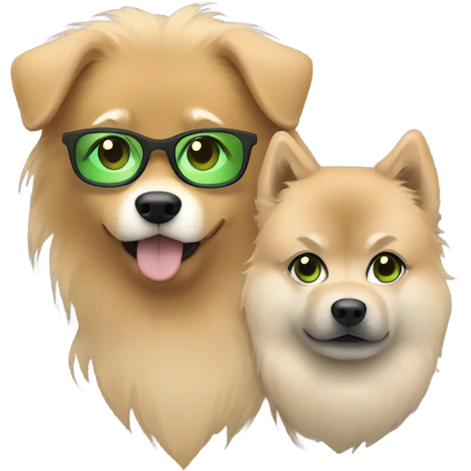 Brown light hair woman aux Green eyes with glasses Green eyes and Light sand  eurasier dog  emoji