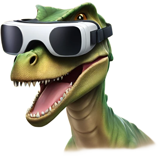 dino wearing vr headset and smile emoji