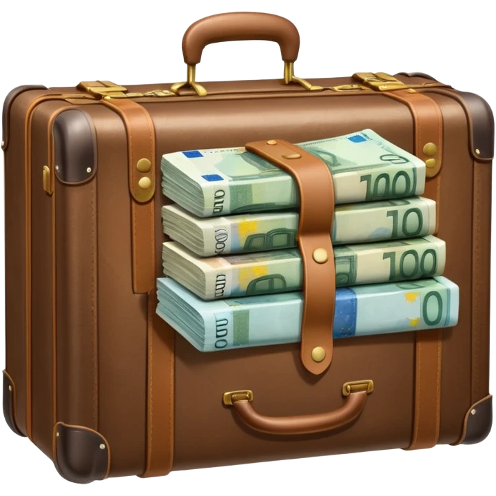 Suitcase with euro bills  emoji