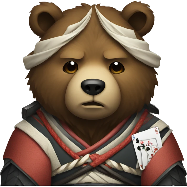 sad samurai bear with tears coz he lost in poker emoji
