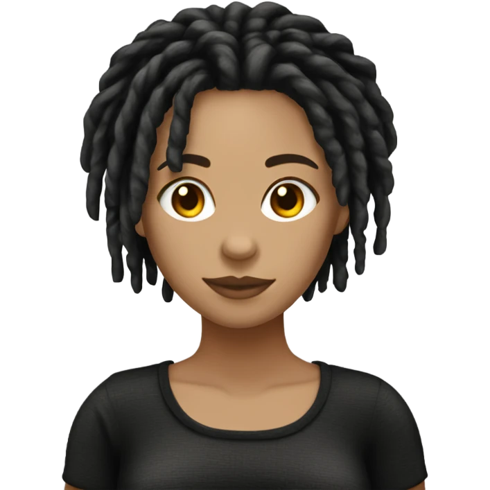 Tan girl with black locs dark white dress full body emoji