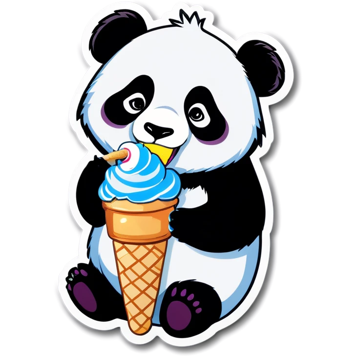 Panda eating ice cream emoji