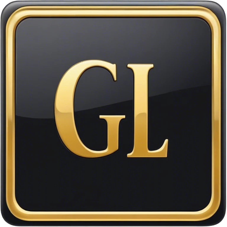 BLACK CONSTRUCTION SQUARE WITH LETTERS GL IN GOLD emoji