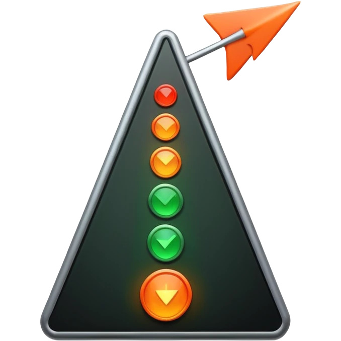 A control system with an arrow that can move between green, orange and red. emoji
