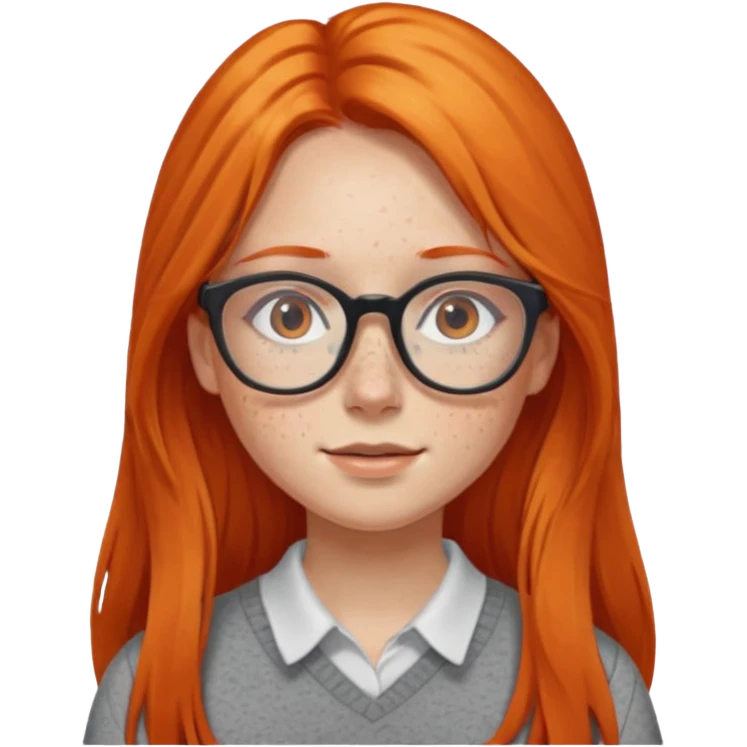 Girl with long orange hair and glasses emoji