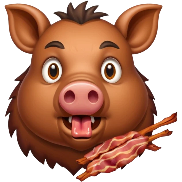 wild boar afraid of cooked bacon emoji