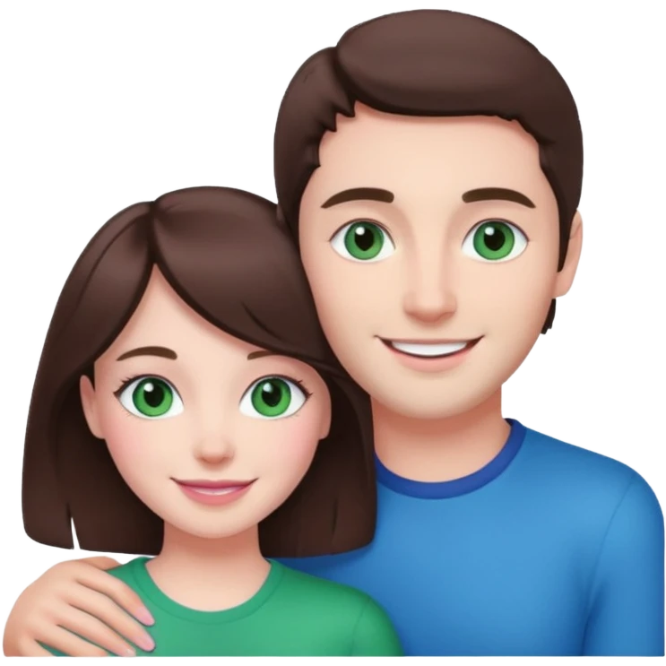 pink polaroid photo of a couple thats white with brunette hair blue and green eyes emoji