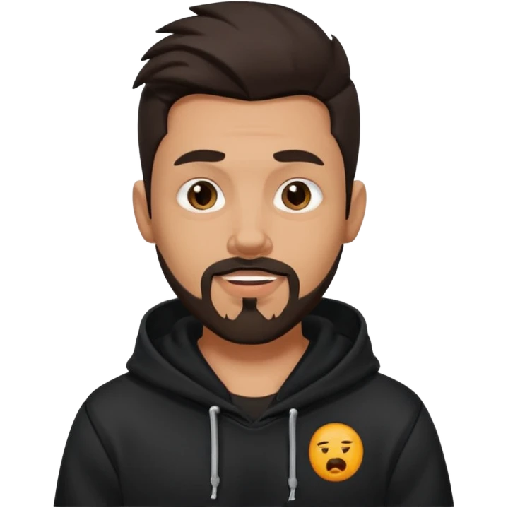 medium skin tone man with dark hair and a goatee beard, septum piercing, wearing a dark hoodie, winking emoji