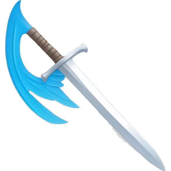Angelito color azul con una espada sin gorro emoji