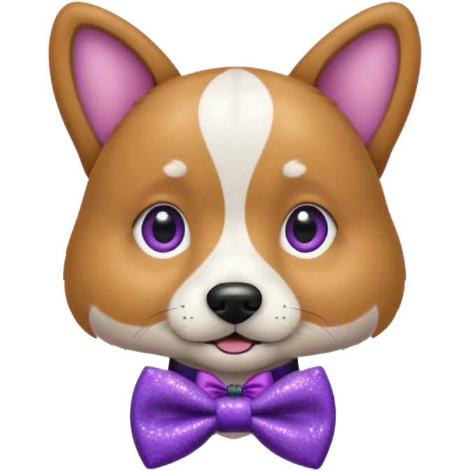 Cachorro com gravata roxa com glitter emoji