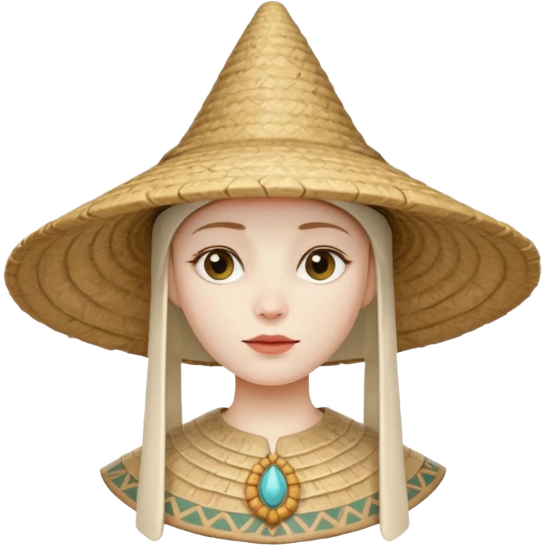 ancient latin conical hat, white, half body emoji