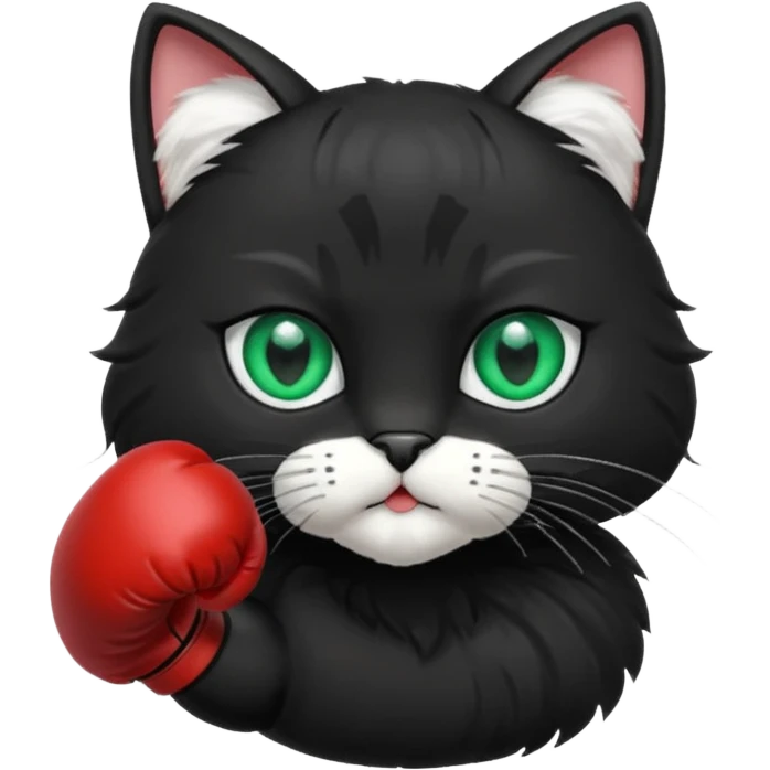 Black cat wearing boxing gloves emoji