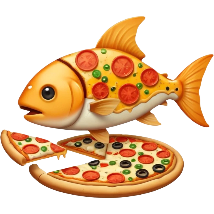 Fish eating pizza  emoji