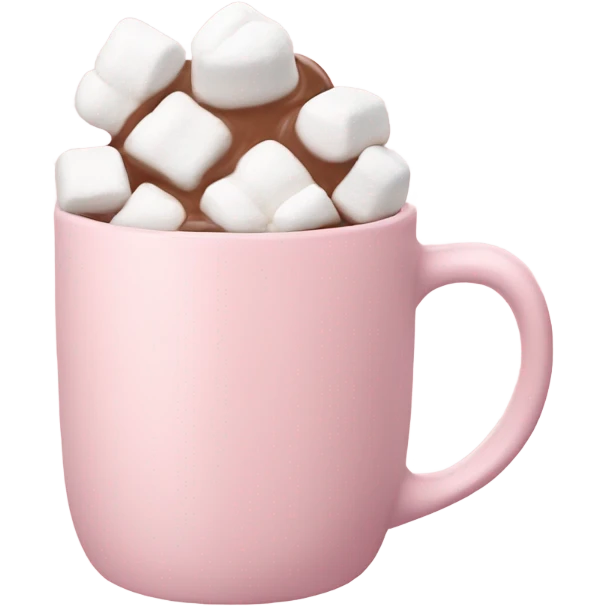 Light Pink mug of hot chocolate with marshmallows  emoji