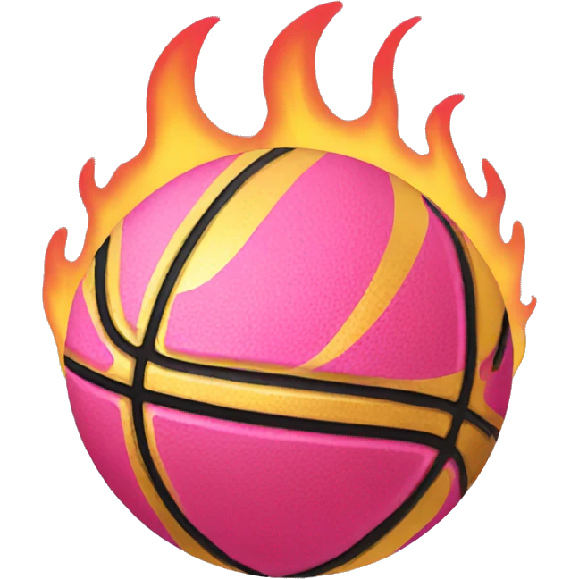 Gold basketball pink flame emoji