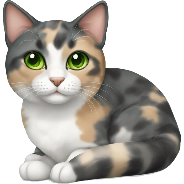 Dilute calico cat green eyes emoji