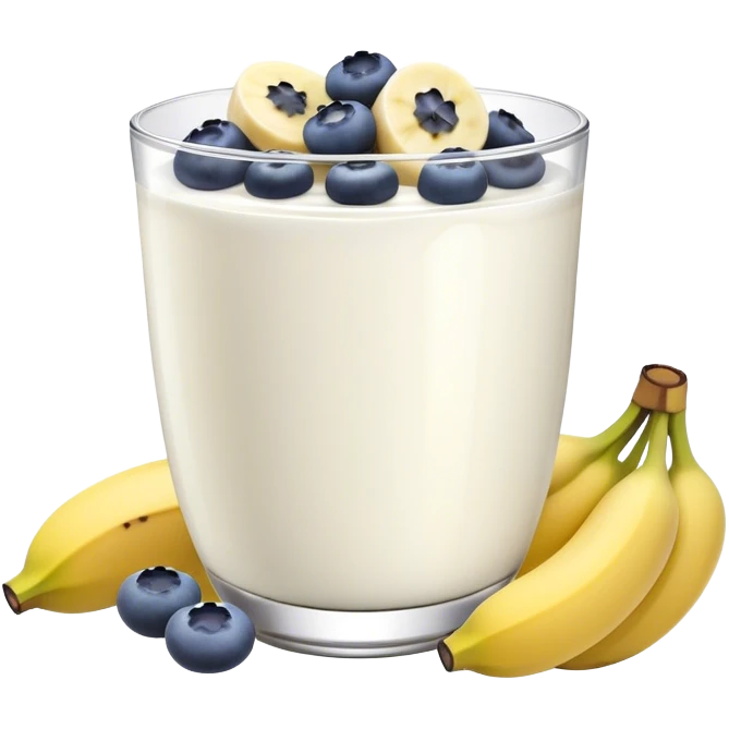 Yogurt with sliced banana and blueberries emoji