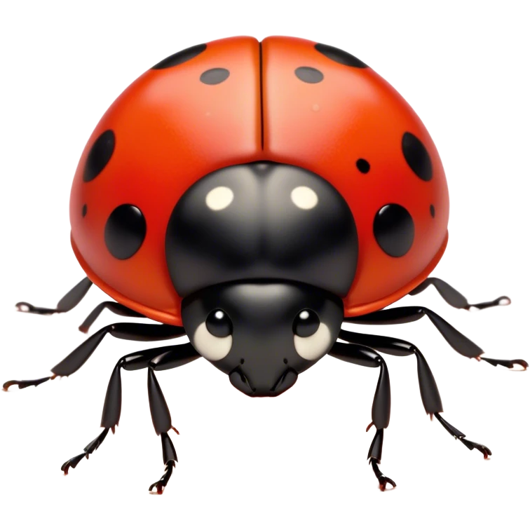 Cinematic Noble Ladybug Portrait Emoji, Poised and charming, with a tiny, rounded red shell adorned with crisp black spots, delicate antennae, and bright, observant eyes, Simplified yet sharply detailed features, highly detailed, glowing with a soft, scarlet radiance, high shine, intelligent and spirited, stylized with an air of natural whimsy, focused and alert, soft glowing outline, capturing the essence of a watchful ladybug that appears ready to scuttle out of the screen with effortless grace! emoji