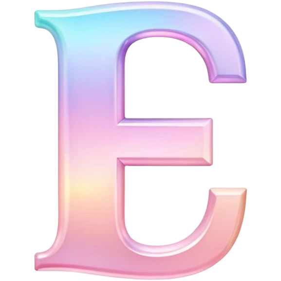 Iridescent pastel pink Font setting icon with letter E emoji