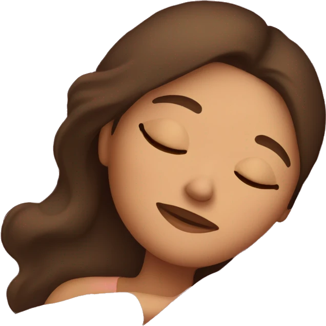 Brunette girl sleeping on side with pink blanket emoji